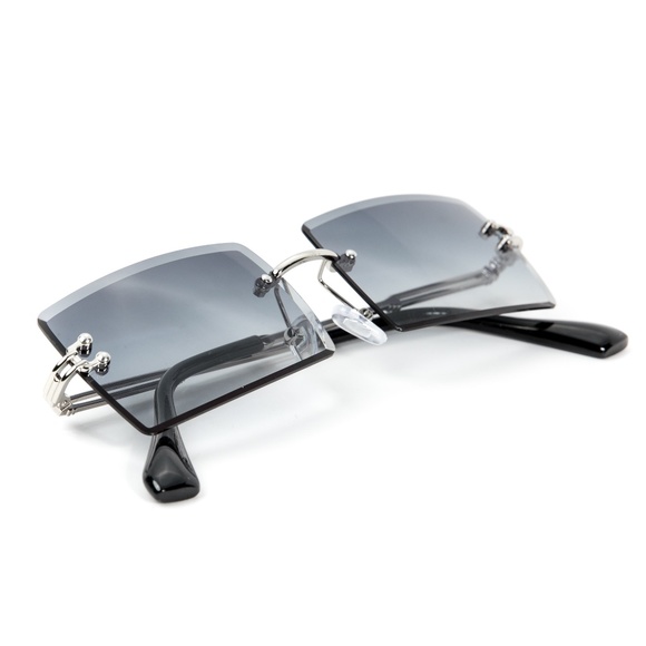 Rimless Gray Tint  Shades Mens Sunglasses - Picture 1 of 4